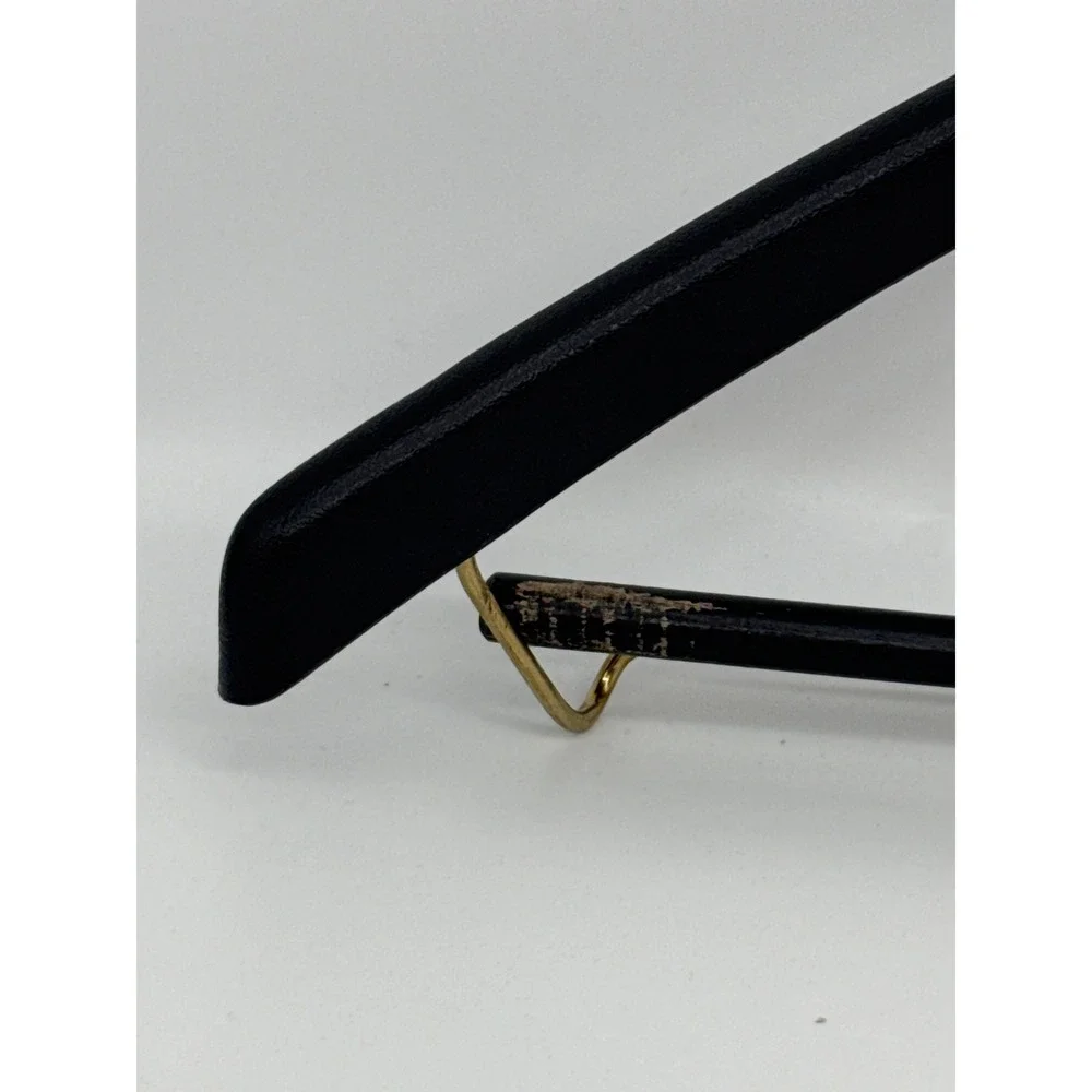 Neiman Marcus Black Suit Hanger with Trouser Bar Gold Logo Brass Swivel Hook